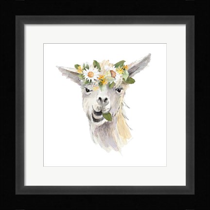 Framed Floral Llama III Print