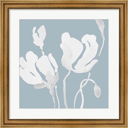 Framed White Tonal Magnolias I Print