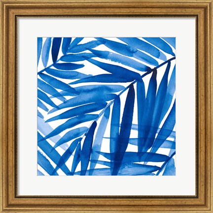 Framed Blue Palm Design II Print