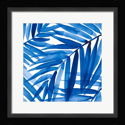 Framed Blue Palm Design II Print