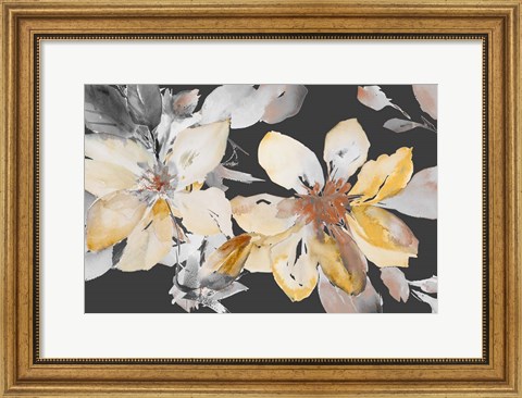 Framed Yellow Clematis on Grey Print