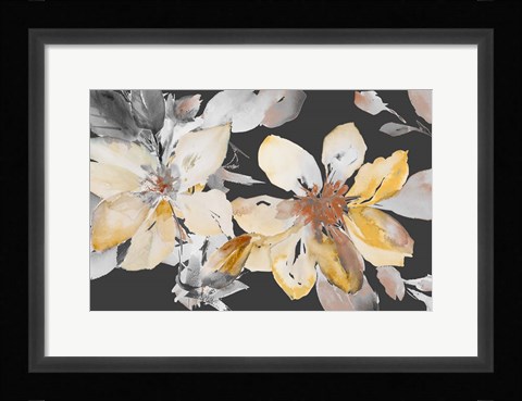 Framed Yellow Clematis on Grey Print