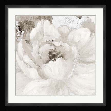 Framed Light Grey Flowers I Print