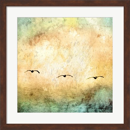 Framed Seagulls in the Sky Square III Print