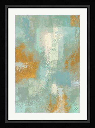 Framed Escape into Teal Abstraction I Print