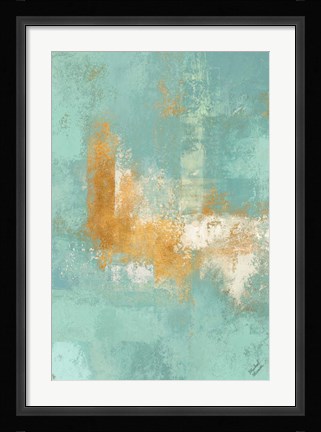 Framed Escape into Teal Abstraction II Print