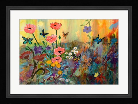 Framed Pink Poppies in Paradise Print
