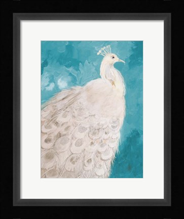 Framed Royal Plume on Teal Print