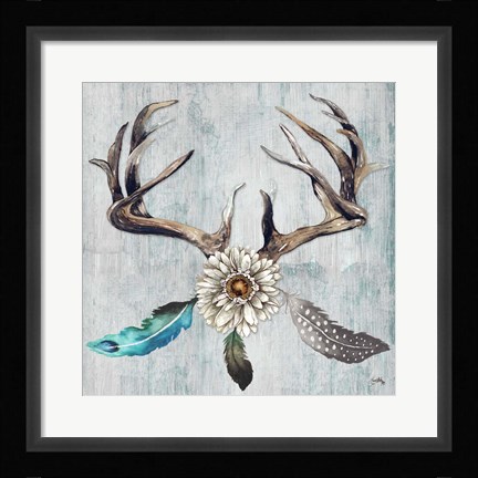 Framed Feathery Antlers I Print