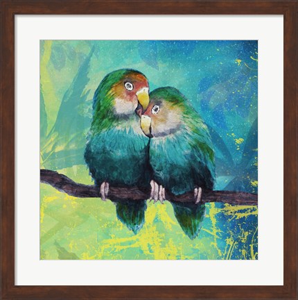 Framed Tropical Birds in Love I Print
