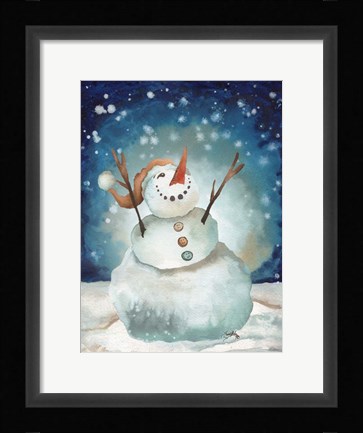 Framed Snowman Cheers I Print