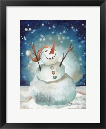 Framed Snowman Cheers I Print