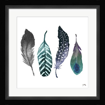 Framed Indigo Feathers Print