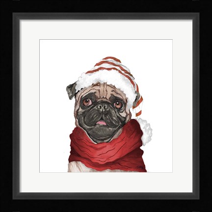 Framed Holiday Pug Print