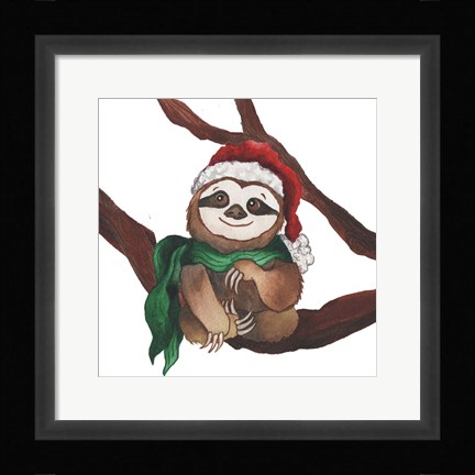 Framed Christmas Sloth I Print