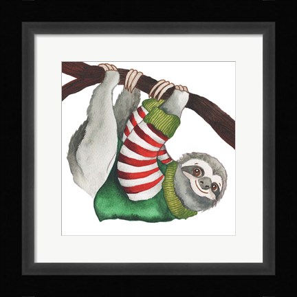 Framed Christmas Sloth II Print