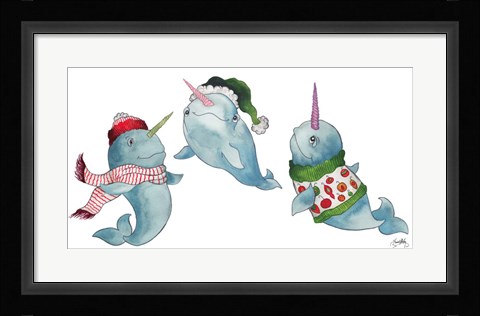 Framed Christmas Narwhals Print