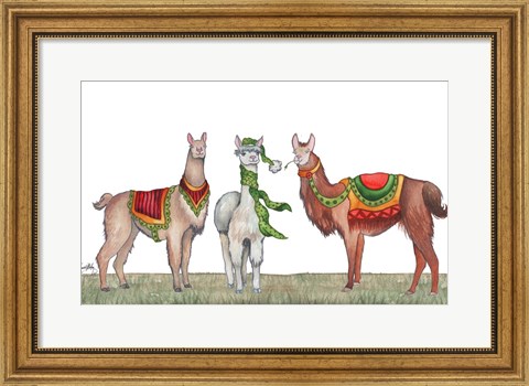 Framed Christmas Llamas Print