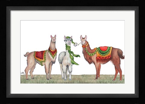 Framed Christmas Llamas Print