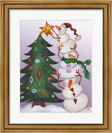 Framed Decorating Snowmen Print