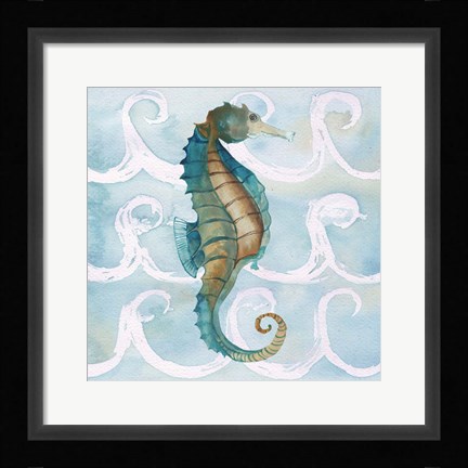 Framed Sea Creatures on Waves II Print