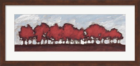 Framed Tree Row Sunset In Red Print