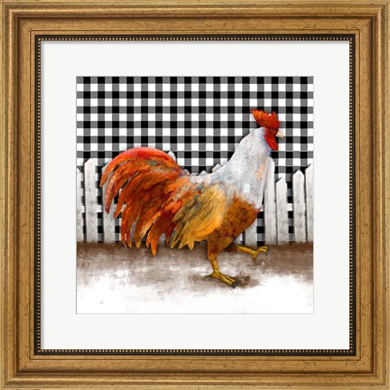 Framed Morning Rooster I Print