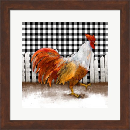 Framed Morning Rooster I Print