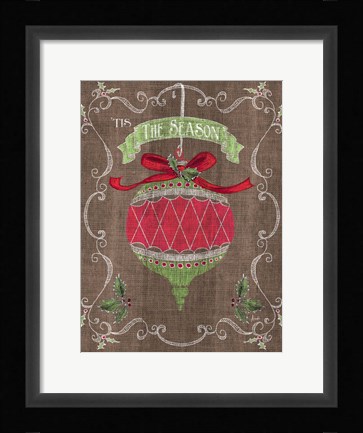 Framed Noel Burlap Art I Print
