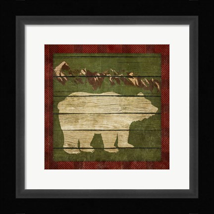 Framed Rustic Nature on Plaid I Print