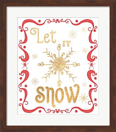 Framed Gold and Red Christmas I Print