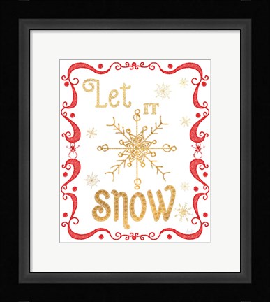 Framed Gold and Red Christmas I Print