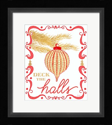 Framed Gold and Red Christmas II Print