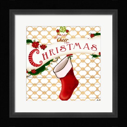 Framed Gold Christmas Cheer I Print