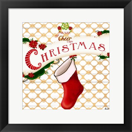 Framed Gold Christmas Cheer I Print
