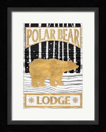 Framed Winter Lodge Sign I Print
