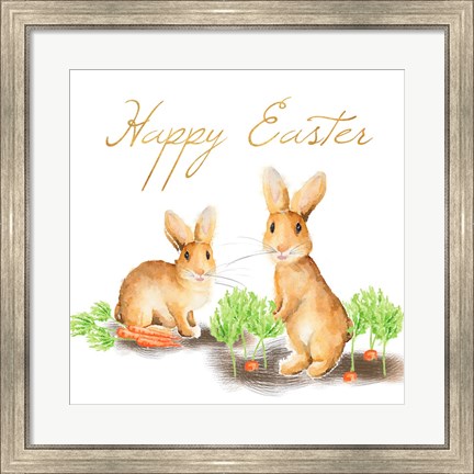 Framed Happy Easter Spring Bunny I Print