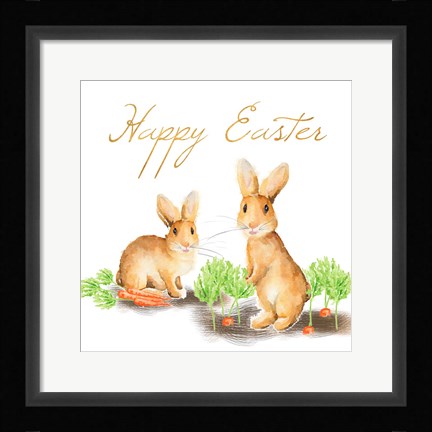 Framed Happy Easter Spring Bunny I Print