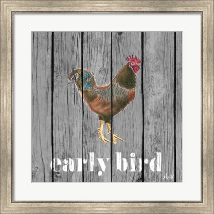 Framed Early Bird Rooster Print