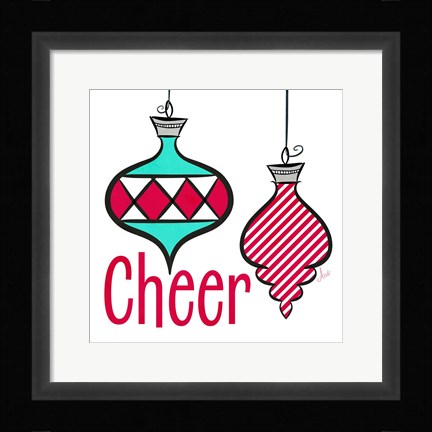 Framed Joyful Christmas Ornaments I Print