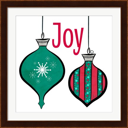 Framed Joyful Christmas Ornaments II Print