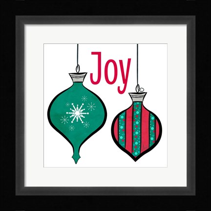 Framed Joyful Christmas Ornaments II Print
