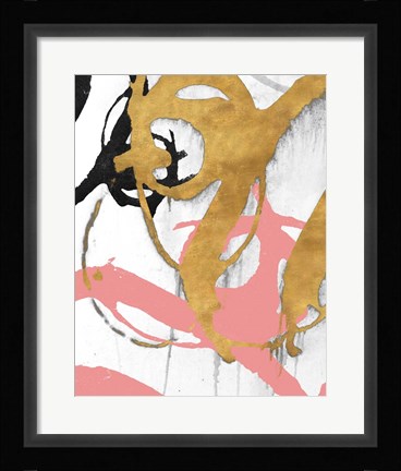 Framed Rose Gold Strokes I Print