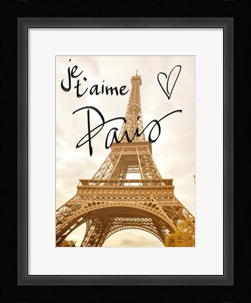Framed Je t'aime Paris Print