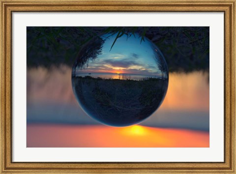 Framed Sunset Droplet View Print