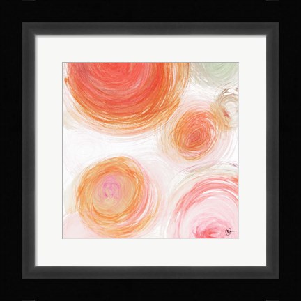 Framed Orange Contempo Light Circles Print