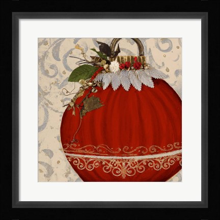 Framed Red Ornament II Print