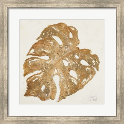 Framed Golden Leaf Palm II Print