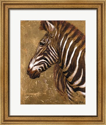Framed Gold Zebra Print
