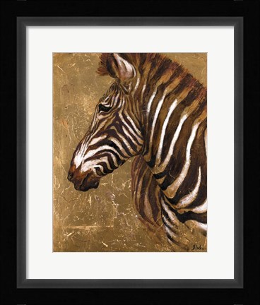 Framed Gold Zebra Print